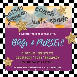 ⭐️👛BAGS👛PURSES👛CROSSBODY👛CLUTCHES👛TOTES👛SATCHELS⭐️Coach⭐️Betsey Johnson⭐️ 
